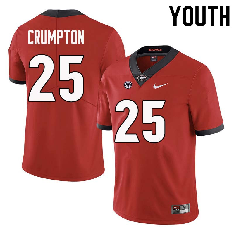 Georgia Bulldogs Youth Ahkil Crumpton #25 Red Stitched College UGA Football Jersey 23CJ010AE